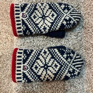 Fleece-lined knit gloves - Hestra Scandinavian patterns Sz Sm